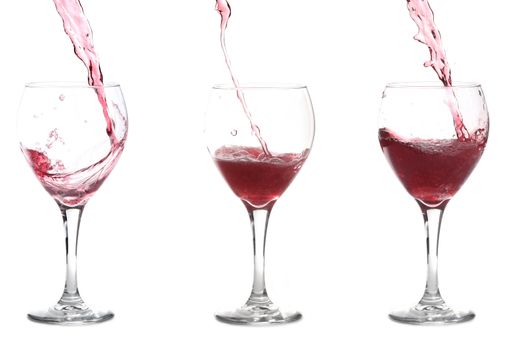 Multiple Stages of Wine Being Poured into a Glass