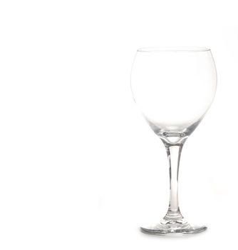 Empty Clear WIne Glass Isolated on White With Copy Space for Your Text