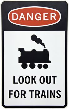 An Australian danger sign warning for trains with clipping path 
