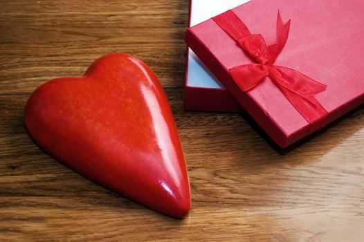 heart and red gift box, valentine concept