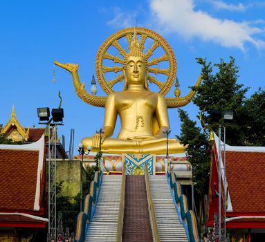 huge big buddha statue on koh samui in thailand