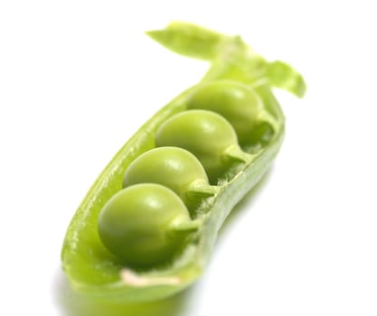 Closeup shot of open pod peas.