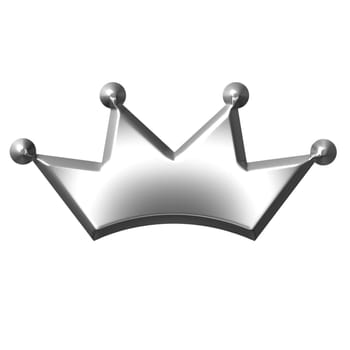 3d silver crown isolated in white