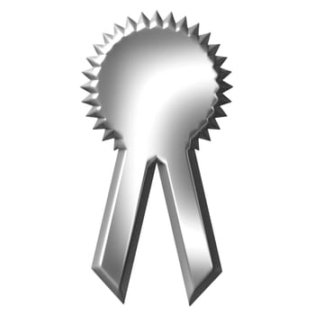 3d silver award ribbon isolated in white
