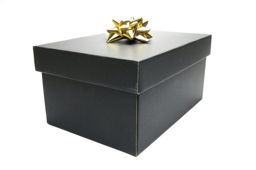 Black gift box isolated against a white background