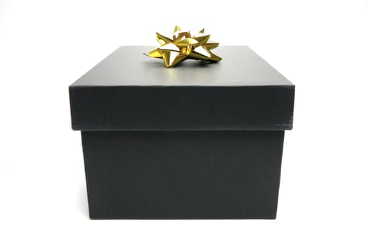 Black gift box isolated against a white background