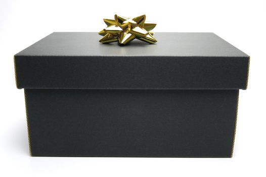 Black gift box isolated against a white background