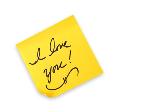 Yellow Sticky Note With I Love You Handwritten on it.