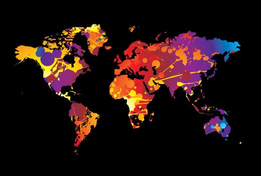 Colorful paint spalt world background