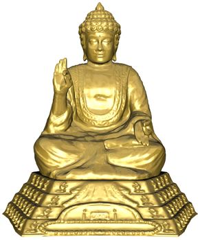 3D rendered budha statue on white background isolated