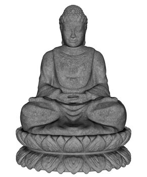 3D rendered budha statue on white background isolated