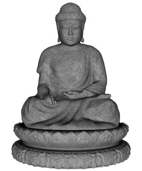 3D rendered budha statue on white background isolated