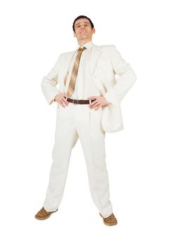 Self-satisfied and proud young man isolated on white background