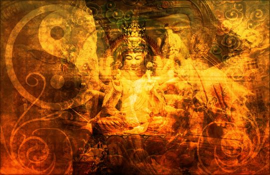 China Abstract Art Buddha as a Background