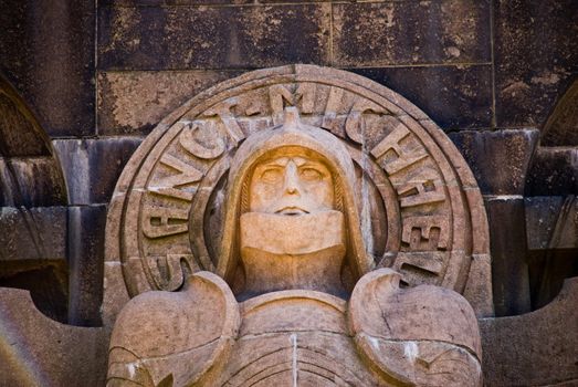 Monument to fight of the people a face of the soldier of all times and the people Sacred Michael