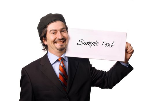 business man with chart over white background