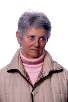 mature woman over white background