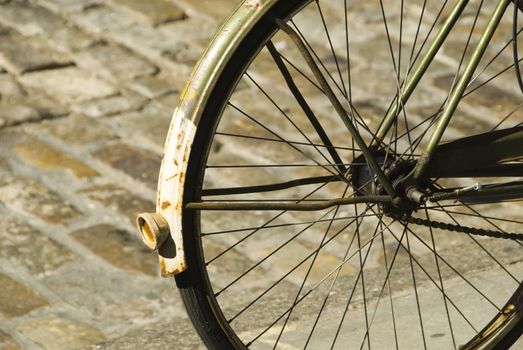 bicycle chained to post