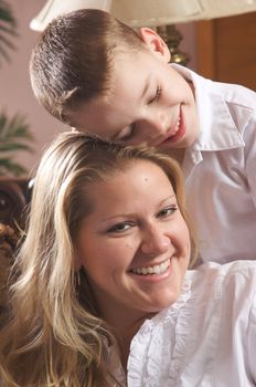 Young Mother and Son Enjoying a Tender Moment