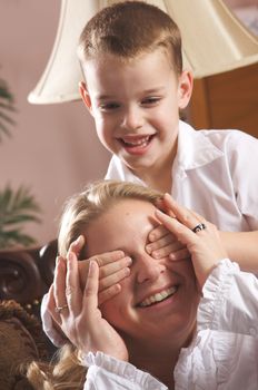 Young Mother and Son Enjoying a Tender Moment