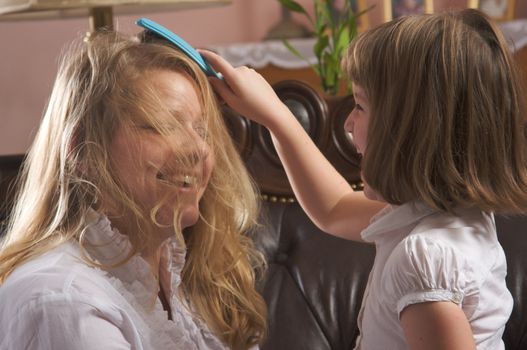 Young Mother and Daughter Enjoying a Personal Moment