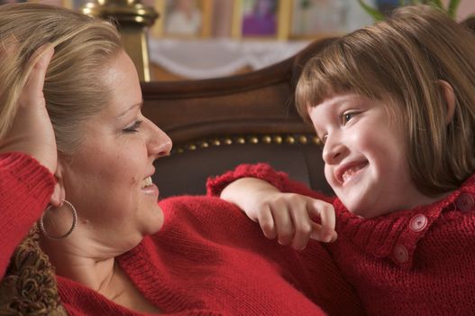 Young Mother and Daughter Enjoying a Personal Moment