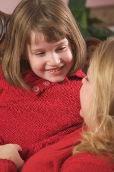 Young Mother and Daughter Enjoying a Personal Moment