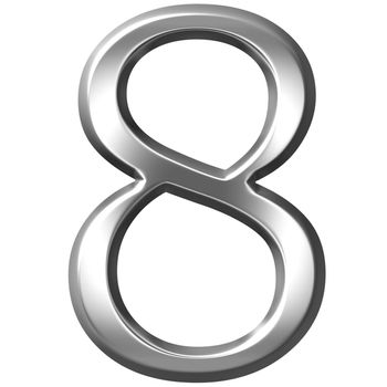 3d silver number 8 isolated in white