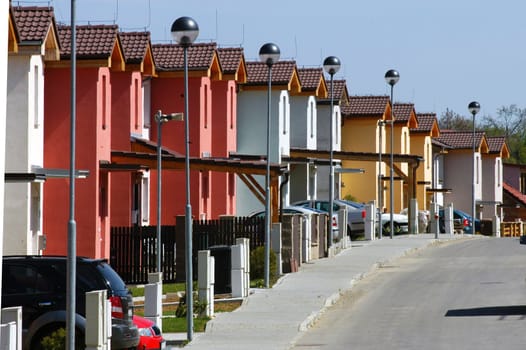 Raw of colourful houses