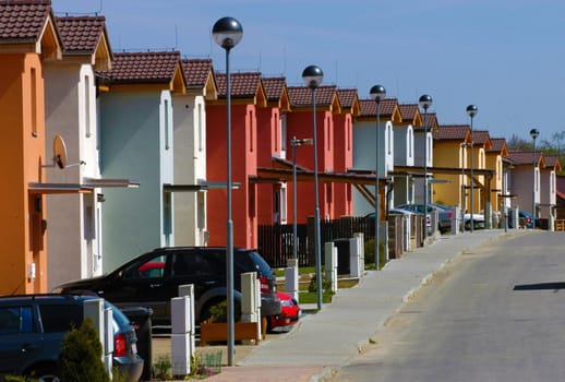 Raw of colourful houses