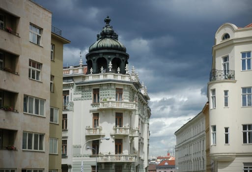 Historical building on the cloudy sky