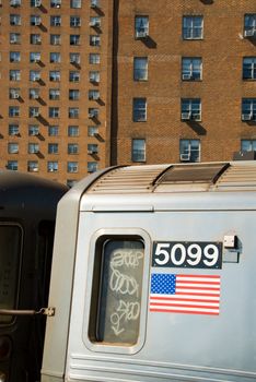 New York City Subway train at Brighton Beach, NY