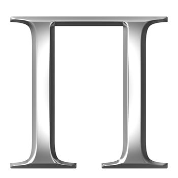 3d silver Greek letter Pi isolated in white