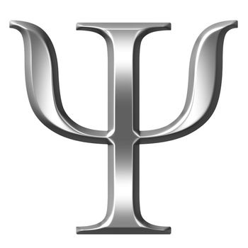3d silver Greek letter Psi isolated in white