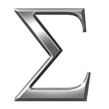 3d silver Greek letter Sigma isolated in white