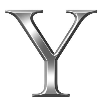 3d silver Greek letter Ypsilon isolated in white