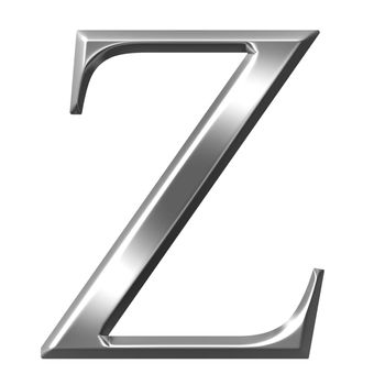 3d silver Greek letter Zeta isolated in white