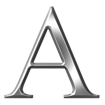 3d silver Greek letter Alpha isolated in white