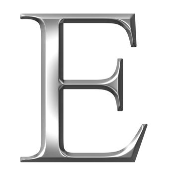 3d silver Greek letter Epsilon isolated in white
