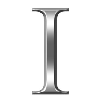 3d silver Greel letter Iota isolated in white