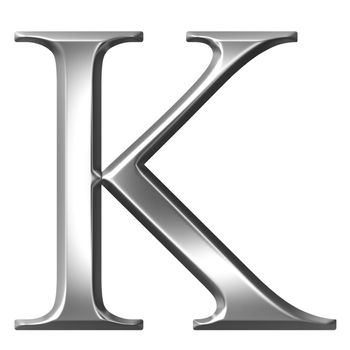 3d silver Greek letter Kappa isolated in white