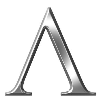 3d silver Greek letter Lambda isolated in white