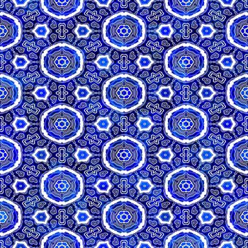 seamless texture of eastern style shapes in blue, white and black