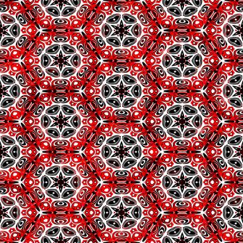seamless texture of eastern style shapes in red, white and black