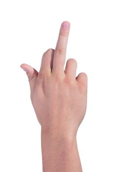 Negative symbol - middle finger on a white background.