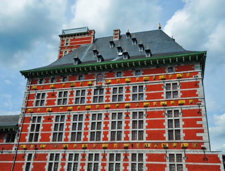 Red building in Liege Belgium