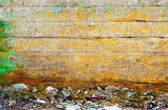 Dirty rotten wooden wall abandoned rural building