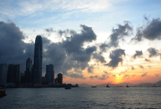 city at evening, Hong Kong
