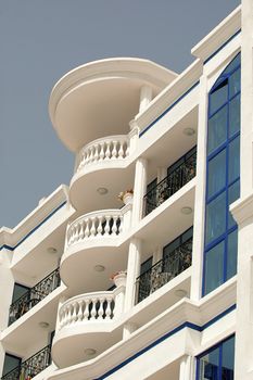 balconies and clear sky