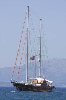 Traditional Turkish boat or gulet at sea